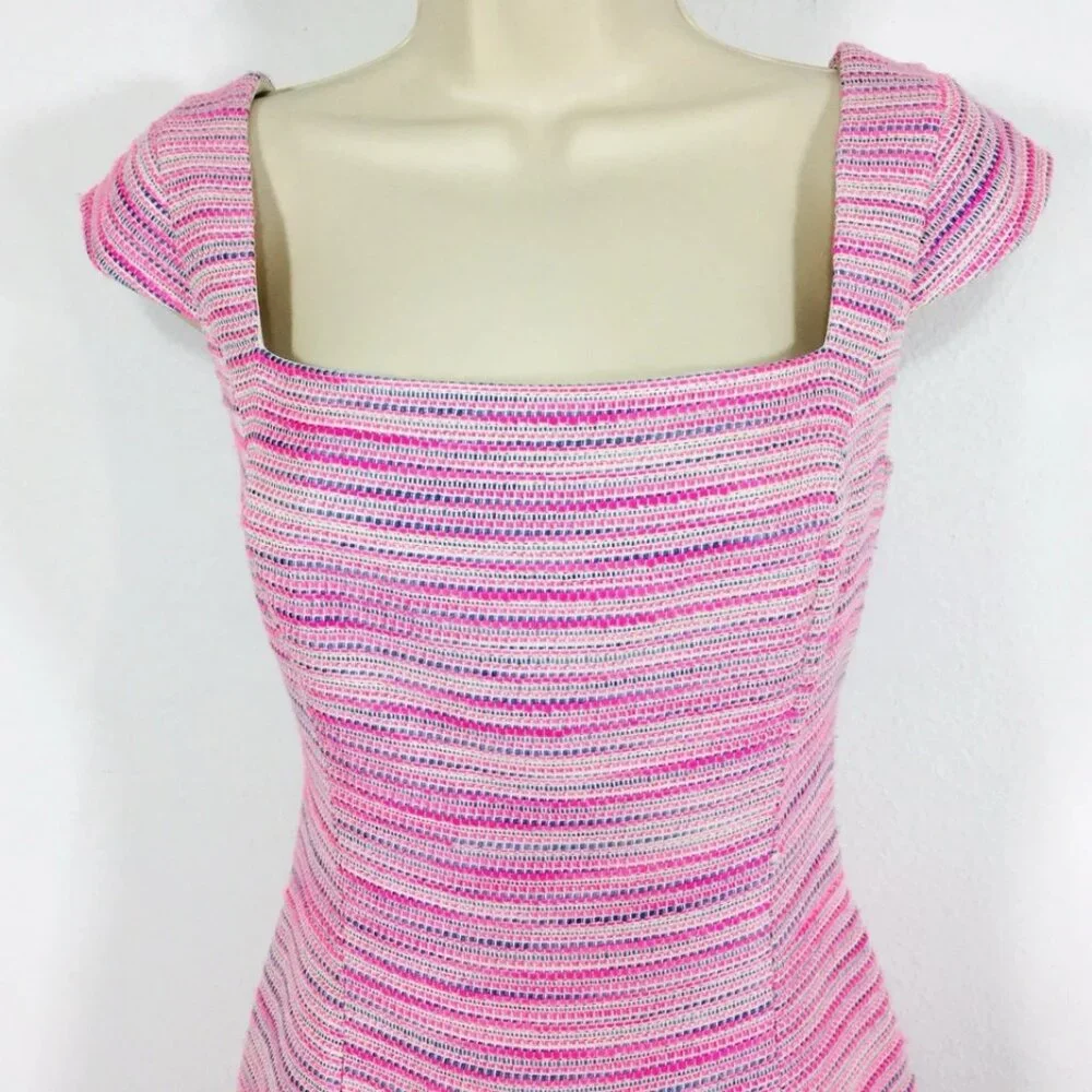 Lilly Pulitzer Dress Sz 2 Pink Tweed Square Neck Cap Sleeve Fairy Whimsy